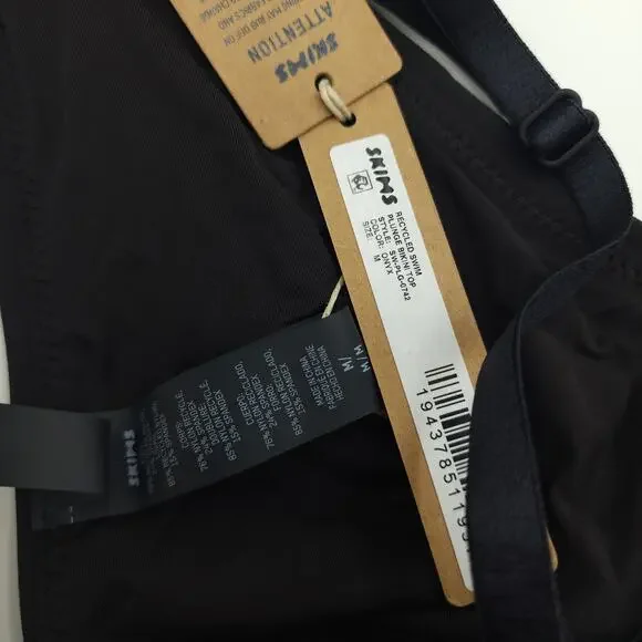 SKIMS Swim Plunge Bikini Top in Onyx Size M - Picture 7 of 7